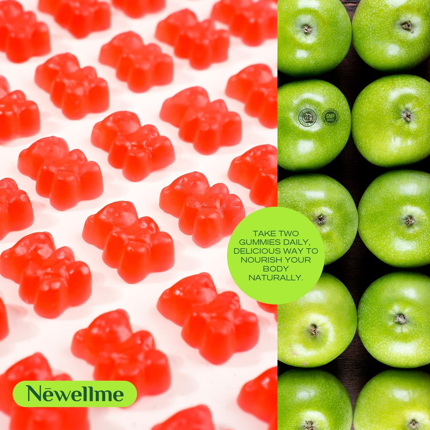 NEWELLME Apple Cider Vinegar Gummies B12 Multivitamin - ACV Supplement Gummy Vitamins, Energy & Detox | Vegan, Non-GMO & Gluten-Free (120)