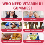 Gominolas de Vitamina B1 500mg con Magnesio, Suplemento de Tiamina para Adultos y Niños, Sabor Frambuesa, Pack de 2 (120 unidades)