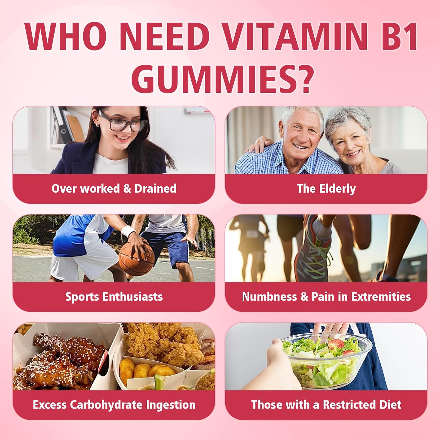 Gominolas de Vitamina B1 500mg con Magnesio, Suplemento de Tiamina para Adultos y Niños, Sabor Frambuesa, Pack de 2 (120 unidades)