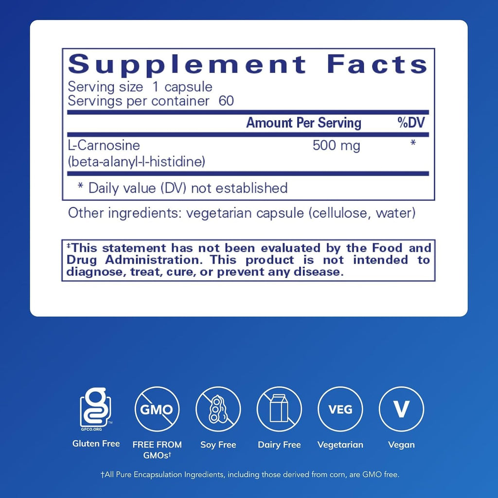 Pure Encapsulations L-Carnitine | Amino Acid Supplement for Joints, Brain, Antioxidants, Heart Health, and Exercise* | 60 Capsules
