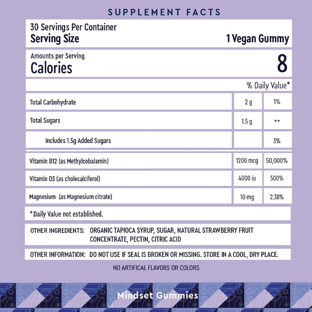 WELL THEORY D3 Gummy - Gominolas con Vitamina D3, Magnesio y B12 - Sabor Fresa - 30 Gominolas Veganas
