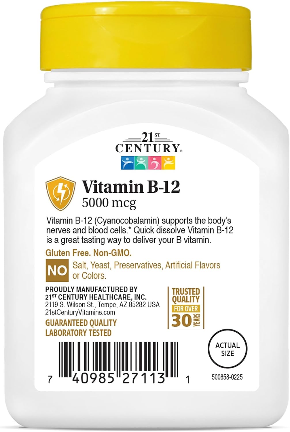 21st Century Vitamina B12 5000 mcg Comprimidos Sublinguales - Sabor Cereza, 110 unidades