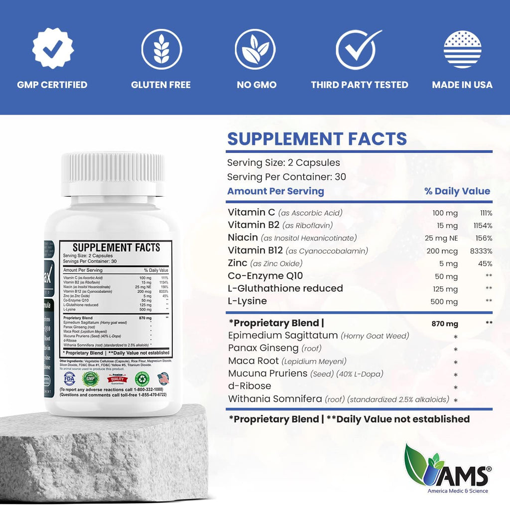 America Medic & Science Sperm Count Max (60 Cápsulas) - Suplemento de Fertilidad Masculina