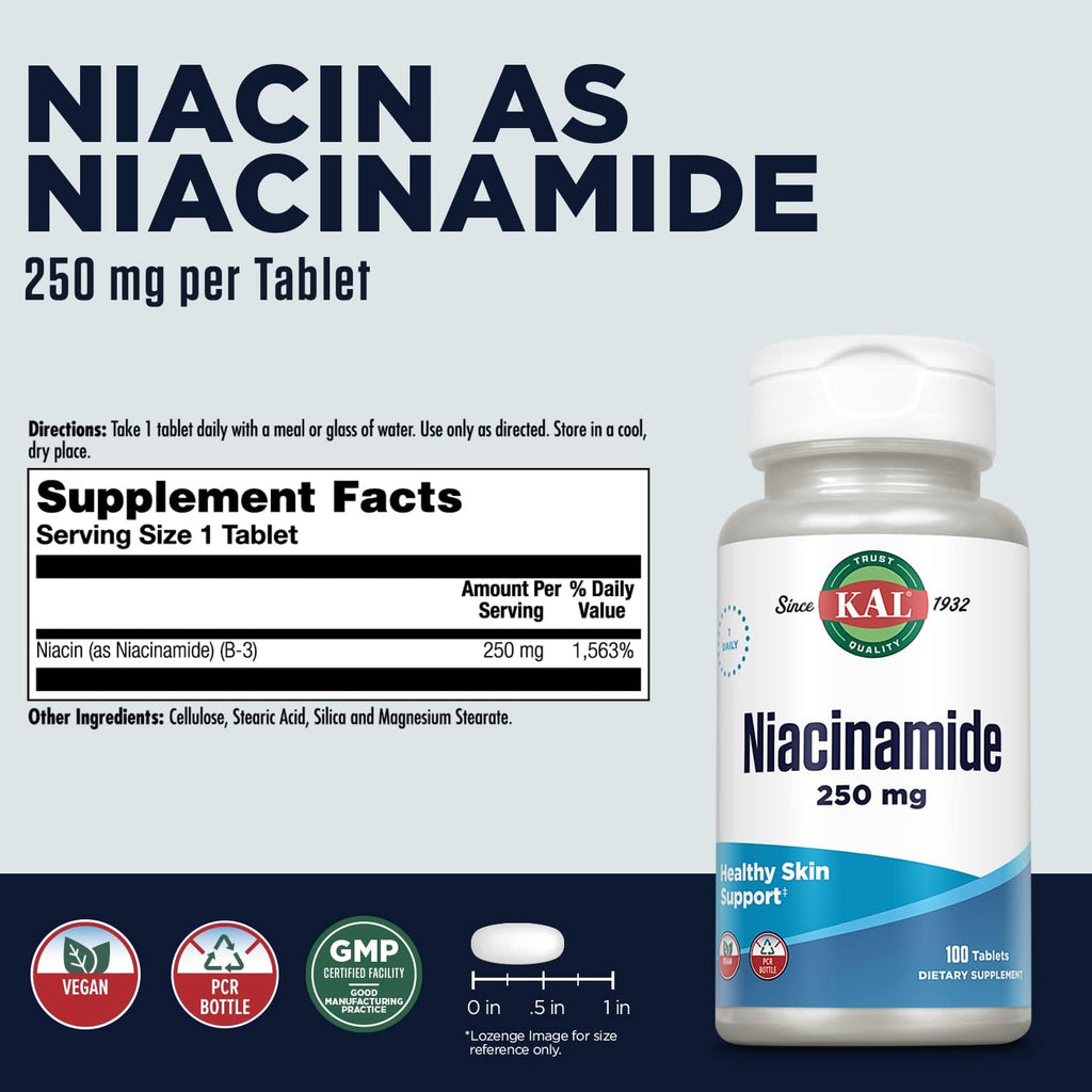 Kal Niacinamida 250 mg, 100 comprimidos