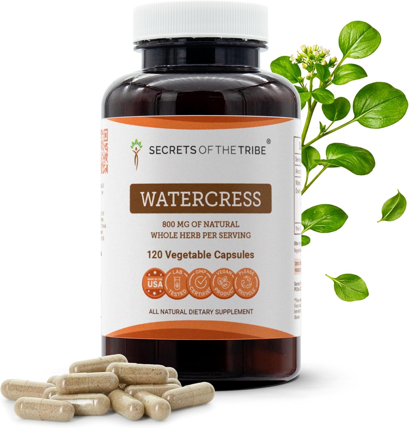 Secrets of the Tribe Berro 800 mg - 120 Cápsulas (Nasturtium Officinale) Hierba Seca