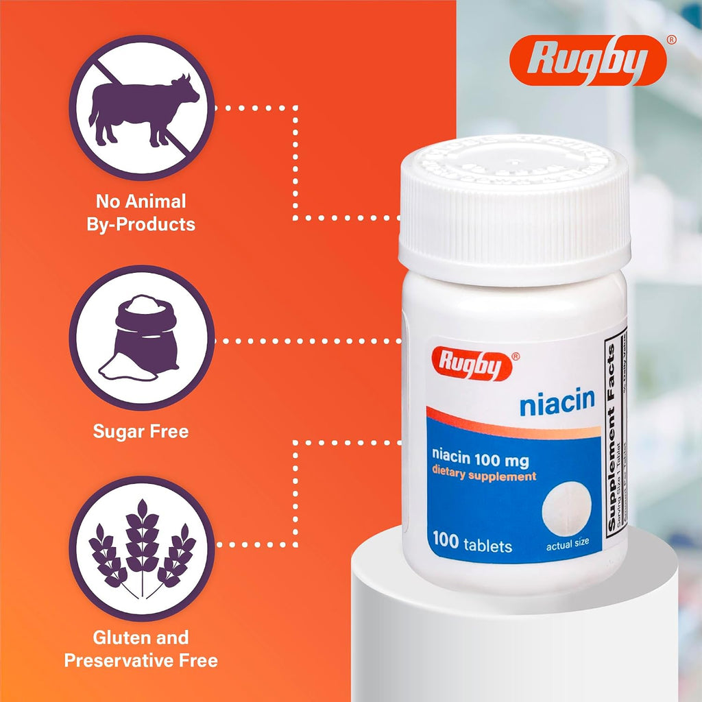 Rugby Niacina 100mg - 100 Tabletas con Calcio