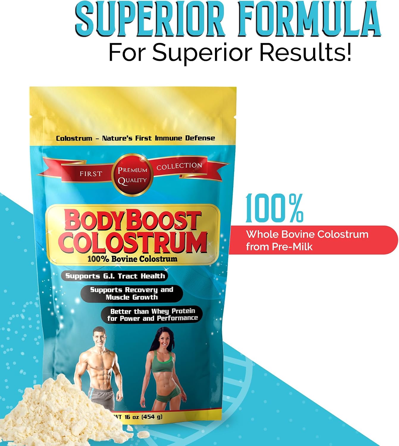 BodyBoost Whole Colostrum, Calostro Bóvino en Polvo, 100% Puro, 454 g