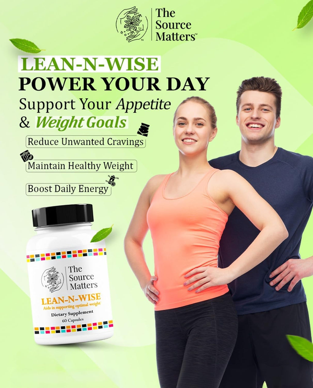 Lean-N-Wise Apoyo Digestivo y Energético con Café Verde, Hibisco, Hierba Luisa y Citrato de Magnesio | Fórmula Vegetal para el Bienestar Diario (60 Cápsulas)