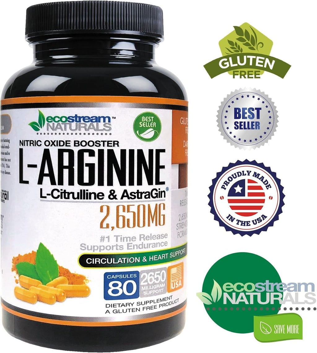 MAX 2650mg Booster de Óxido Nítrico con L-Arginina, L-Citrulina y Astragin - Fórmula de Liberación Prolongada 2650 MAX