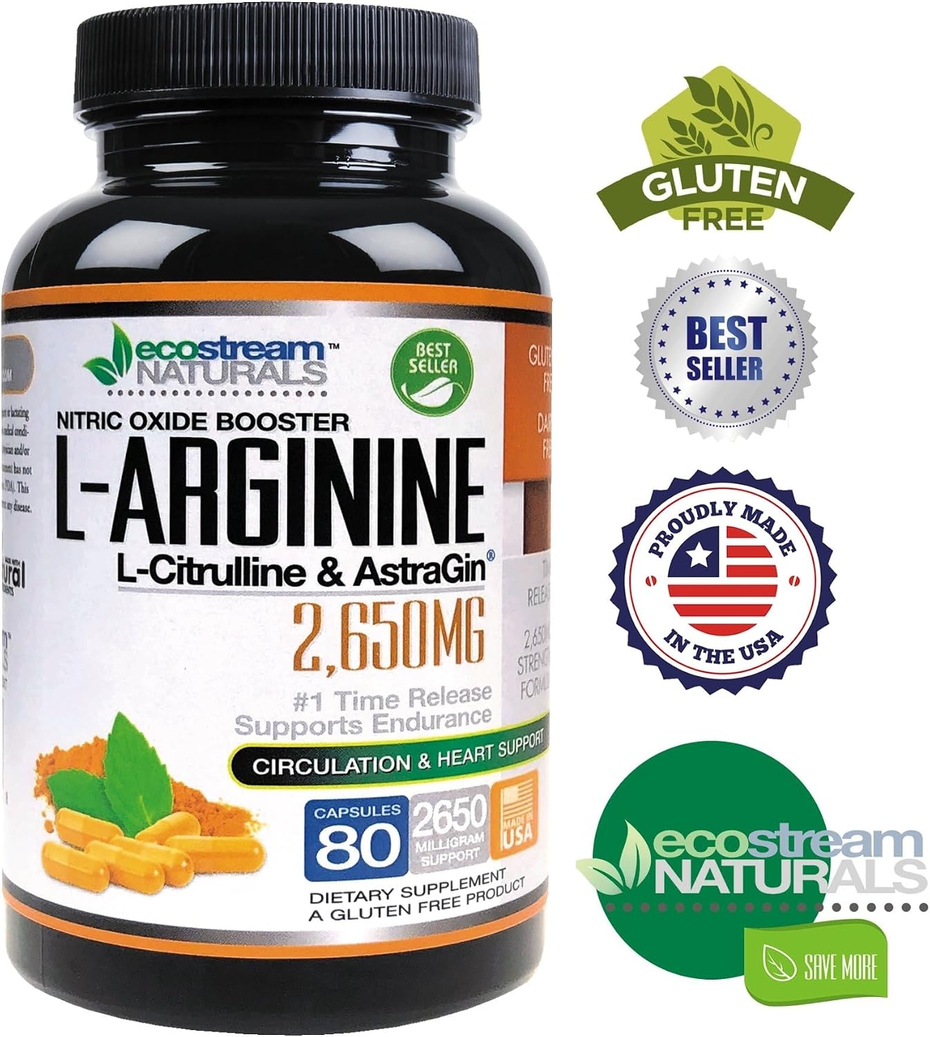 MAX 2650mg Booster de Óxido Nítrico con L-Arginina, L-Citrulina y Astragin - Fórmula de Liberación Prolongada 2650 MAX
