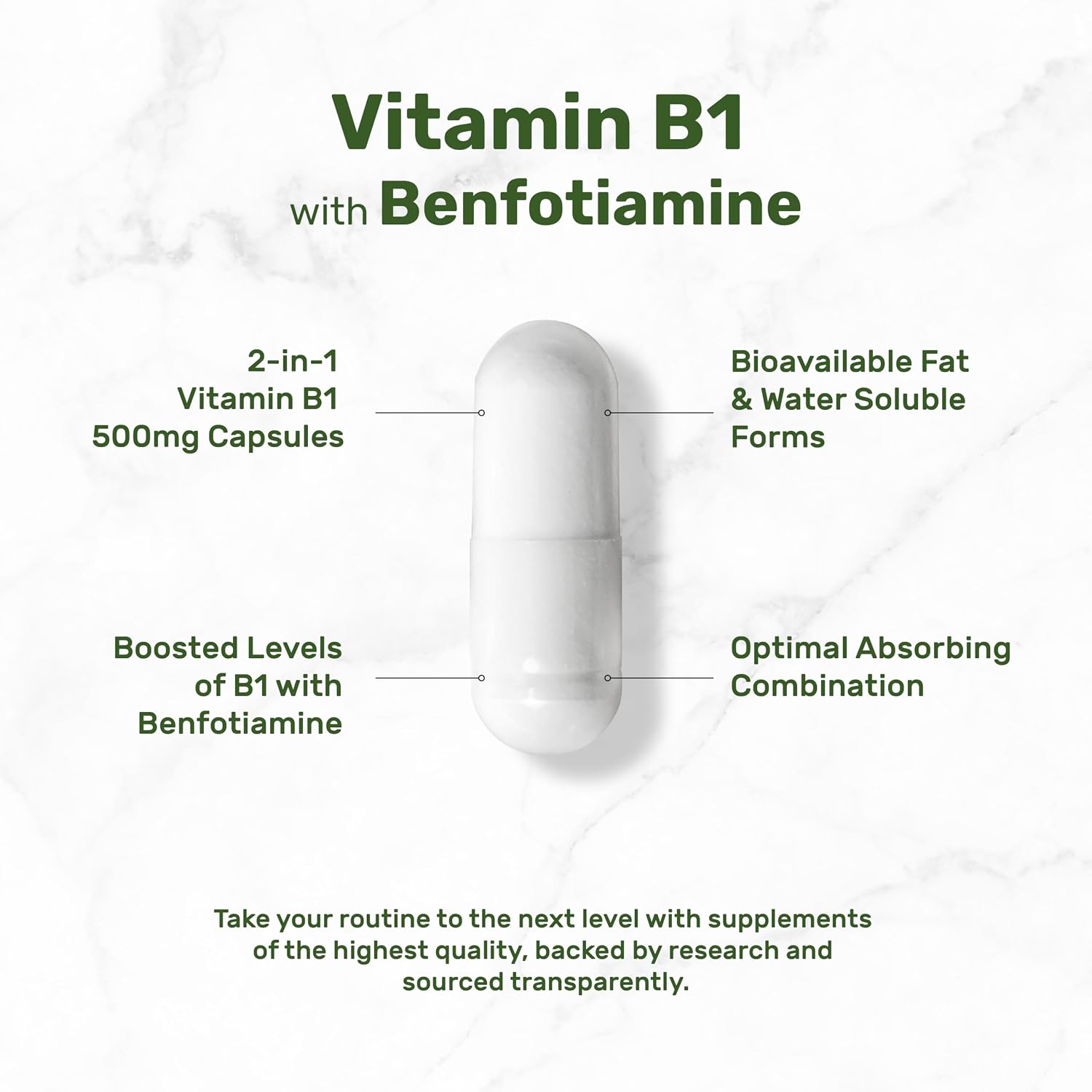 DEAL SUPPLEMENT Vitamina B1 500mg con Benfotiamina, 240 Cápsulas – Fórmula Mejorada 2 en 1