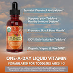 Gotas de Vitamina C Orgánicas USDA para Niños Pequeños | Apoya el Sistema Inmunitario | Vegano | Sin OMG | Sin Gluten | 60 Dosis