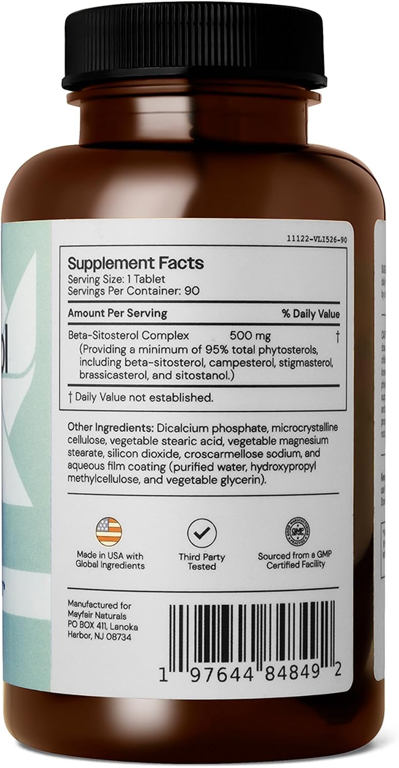 Beta Sitosterol Complex, 500mg, 90 Comprimidos - Mayfair Naturals