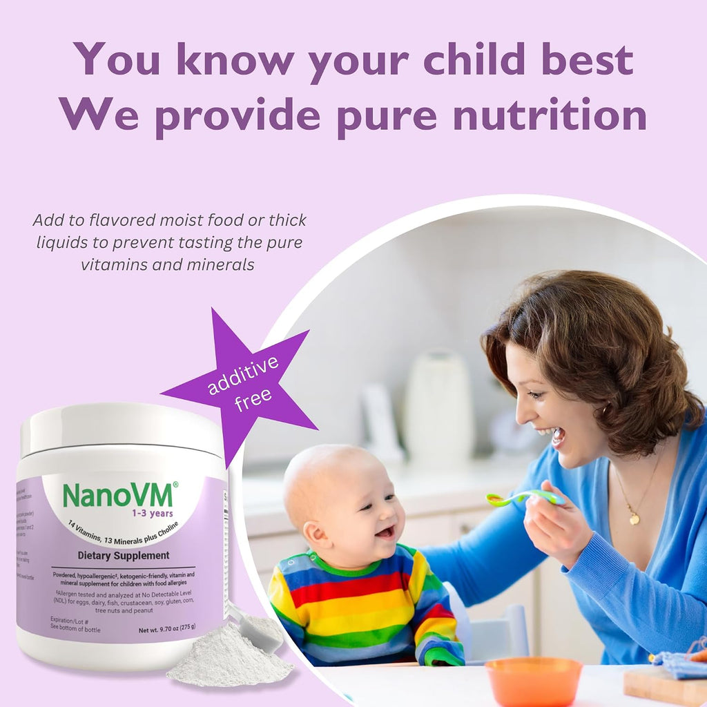 NanoVM 1-3 Años - Multivitamínico Infantil Sin Alérgenos, Polvo sin Sabor, 275g