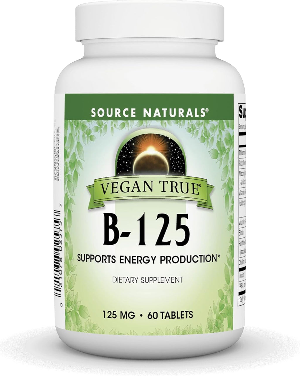 Source Naturals Vegan True B-125, Supports Energy Production*, 125 mg - 60 Tablets