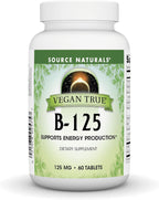 Source Naturals Vegan True B-125, Supports Energy Production*, 125 mg - 60 Tablets