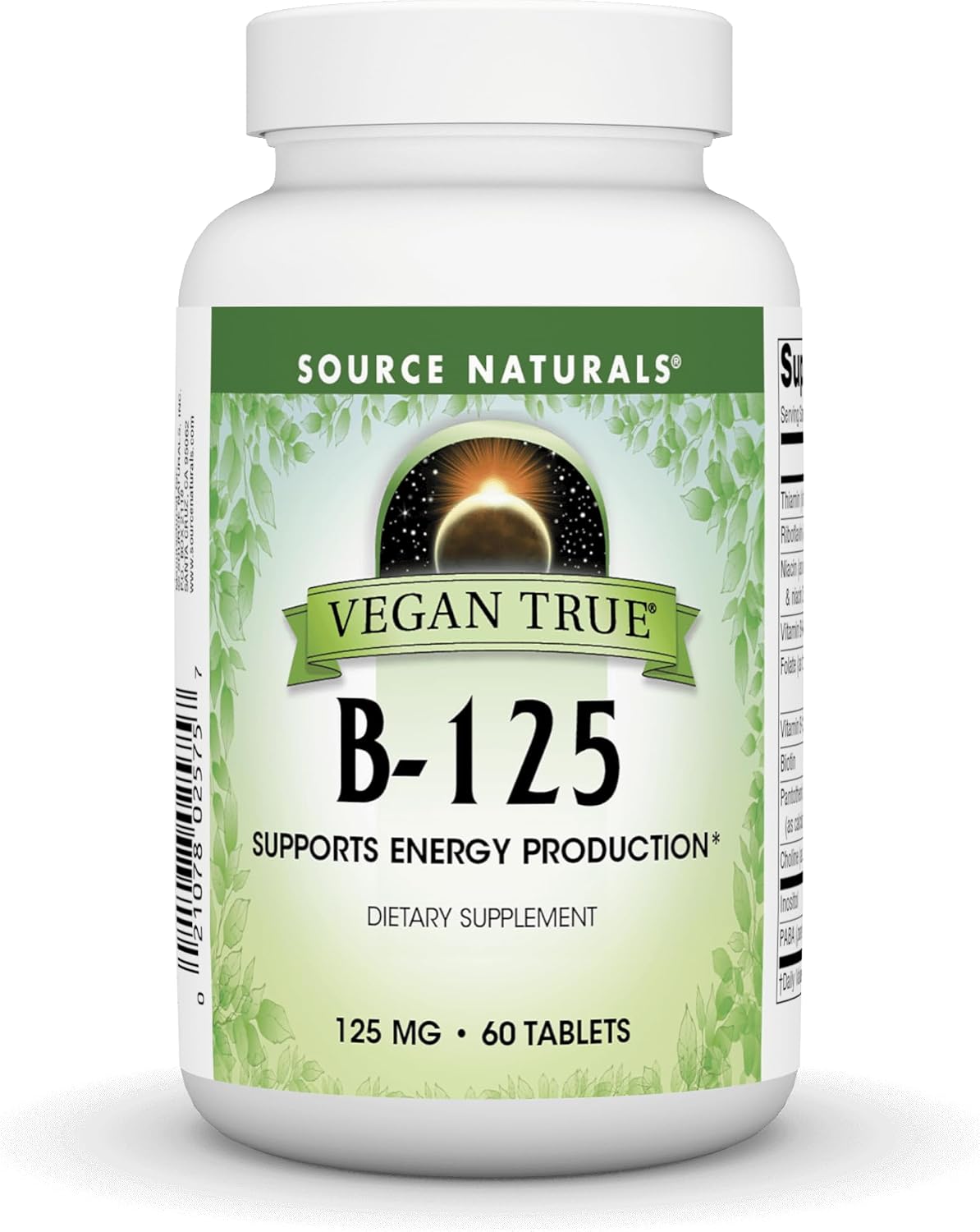 Source Naturals Vegan True B-125, Supports Energy Production*, 125 mg - 60 Tablets
