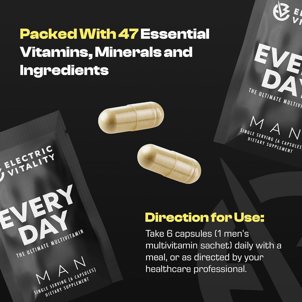 Multivitamínico para Hombre - Completo con Tongkat Ali, Shilajit, Lion's Mane y Vitaminas Esenciales, 30 Sobres