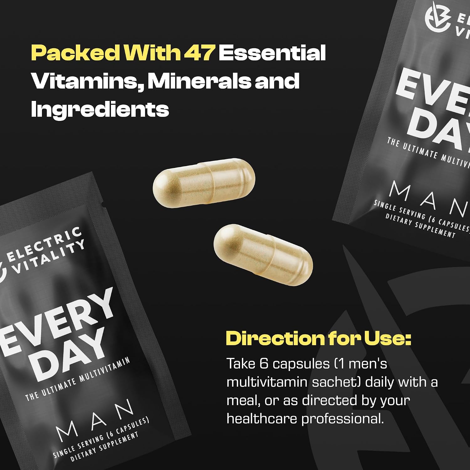 Multivitamínico para Hombre - Completo con Tongkat Ali, Shilajit, Lion's Mane y Vitaminas Esenciales, 30 Sobres