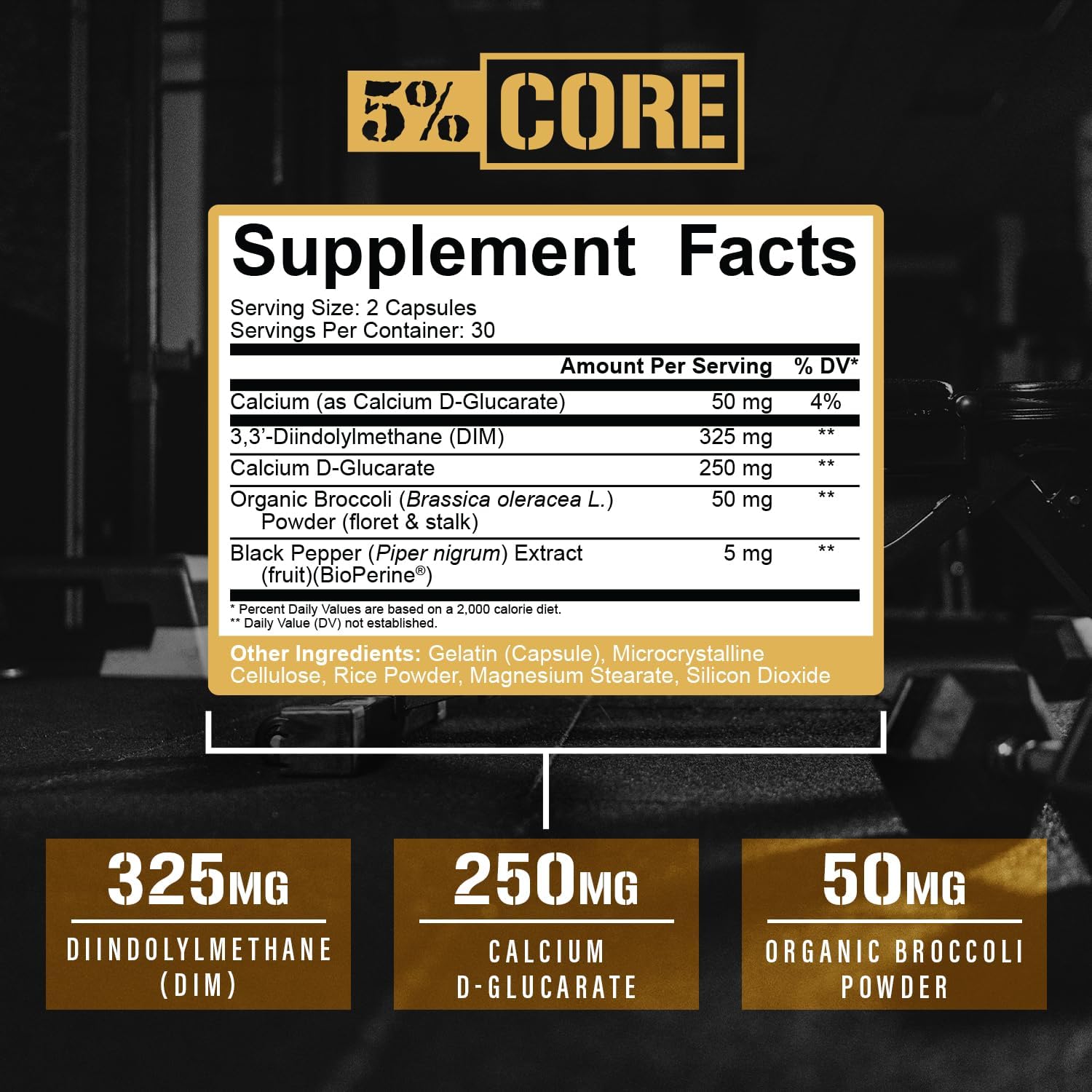 5% Nutrition Core DIM – Suplemento para la Regulación de Estrógenos – 60 Cápsulas Veganas