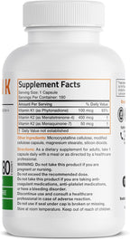 Vitamin K Triple Play: Complejo de vitamina K1, K2 MK7 y K2 MK4, 180 cápsulas