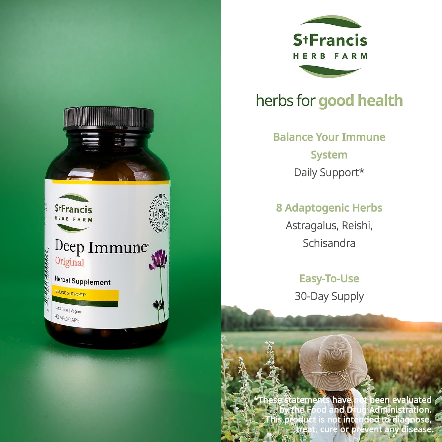 Deep Immune® de St. Francis Herb Farm – Suplemento Inmunológico, 90 Cápsulas