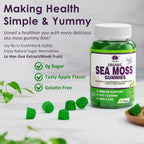 Sea Moss Gummies (2 Pack) - Gomitas de Musgo Marino Irlandés con Bladderwrack, Bardana y Vinagre de Manzana - Suplemento Superfood Vegano Sin Azúcar para Adultos y Niños