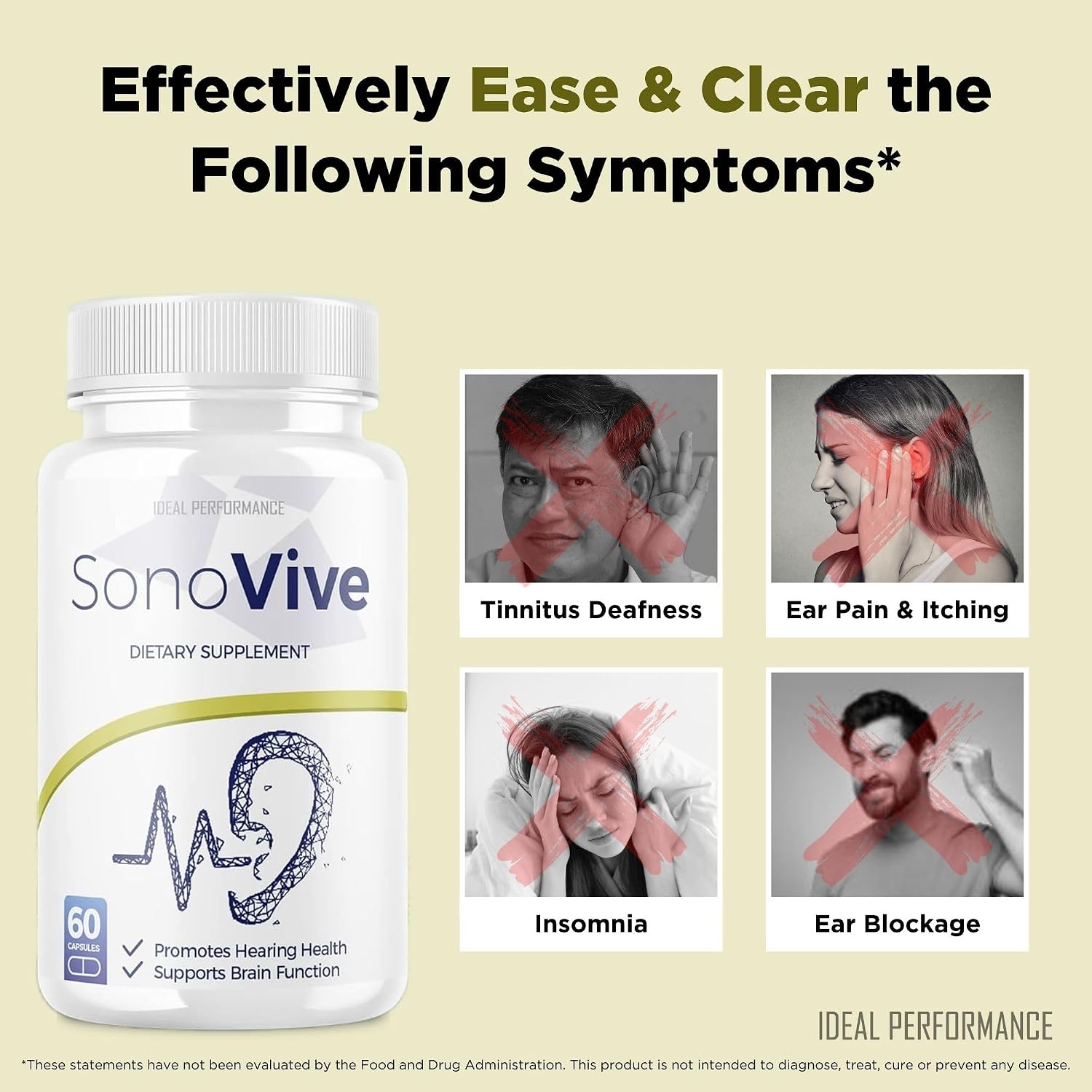 IDEAL PERFORMANCE (3 Pack) Sonovive Capsules Hearing Pills (180 Cápsulas)