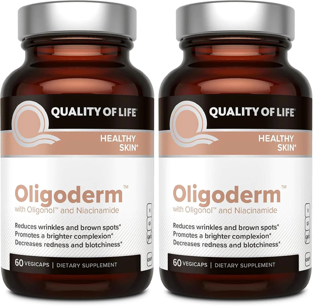 Quality of Life Oligoderm, Suplemento premium para el cuidado de la piel con Oligonol y Niacinamida - 60 cápsulas