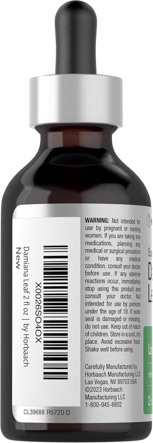 Horbäach Damiana Leaf Herb Tincture - 60 ml - Alcohol-Free Liquid Extract