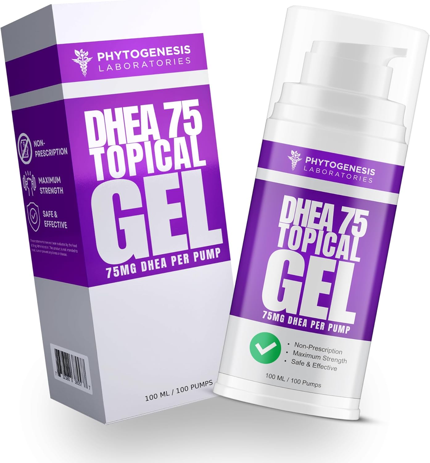 Phytogenesis DHEA 75 Gel Tópico, 75 mg por bombeo, 1 mes de suministro