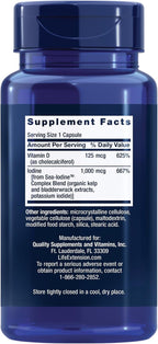 Life Extension Vitamina D3 con Yodo Marino, 125 mcg (5000 UI) – Apoyo Inmunitario, Salud Ósea, Tiroides – 1 al Día, Sin Gluten, No Transgénico – 60 Cápsulas
