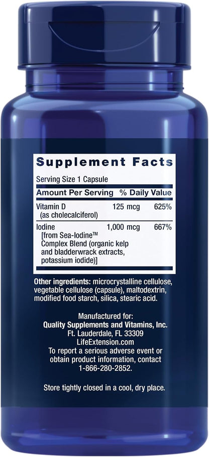 Life Extension Vitamina D3 con Yodo Marino, 125 mcg (5000 UI) – Apoyo Inmunitario, Salud Ósea, Tiroides – 1 al Día, Sin – Image 2