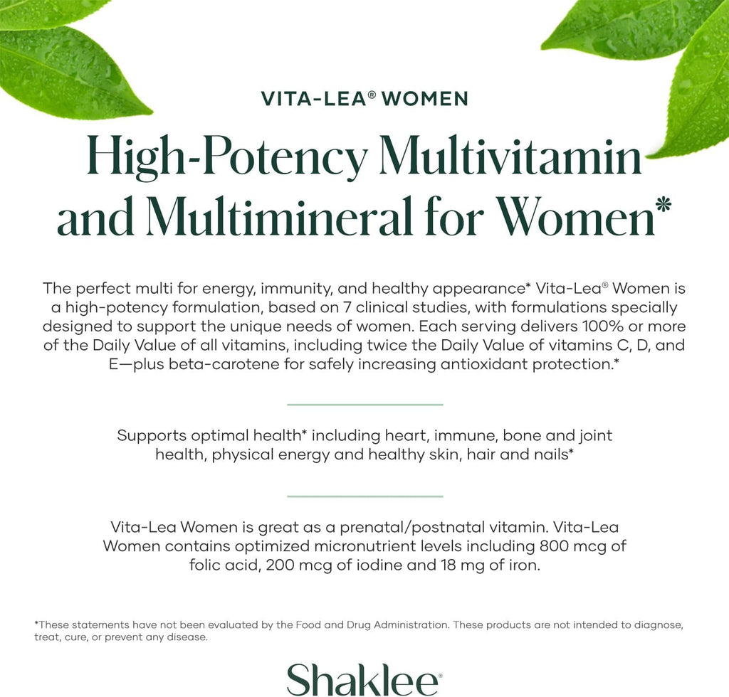 Shaklee Vita-Lea Women Multivitamínico y Multimineral de Alta Potencia para Mujeres - 240 Comprimidos