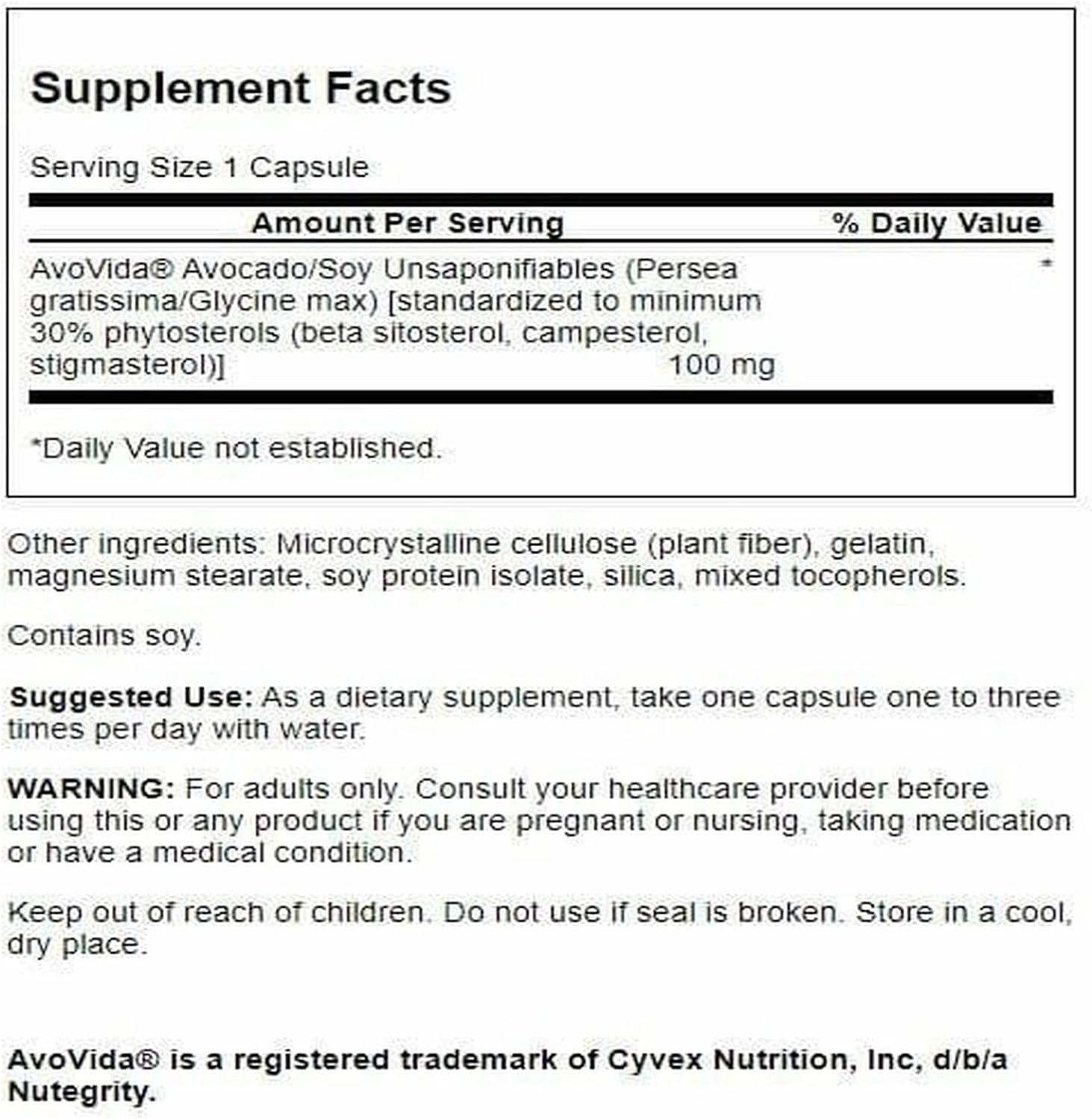 Swanson Avovida 100 mg, 60 Cápsulas