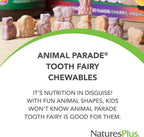 NaturesPlus Animal Parade Tooth Fairy - Suplemento dental infantil masticable - Pack de 2 (180 comprimidos) - Sabor vainilla natural