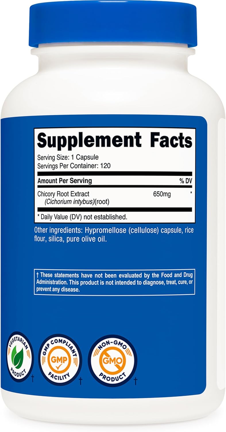Nutricost Raíz de Achicoria 650mg - 120 Cápsulas Vegetales