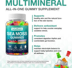 Sea Moss Gummies con Ashwagandha, Bladderwrack y Burdock Root - 60 Gominolas Veganas (2 Envases)