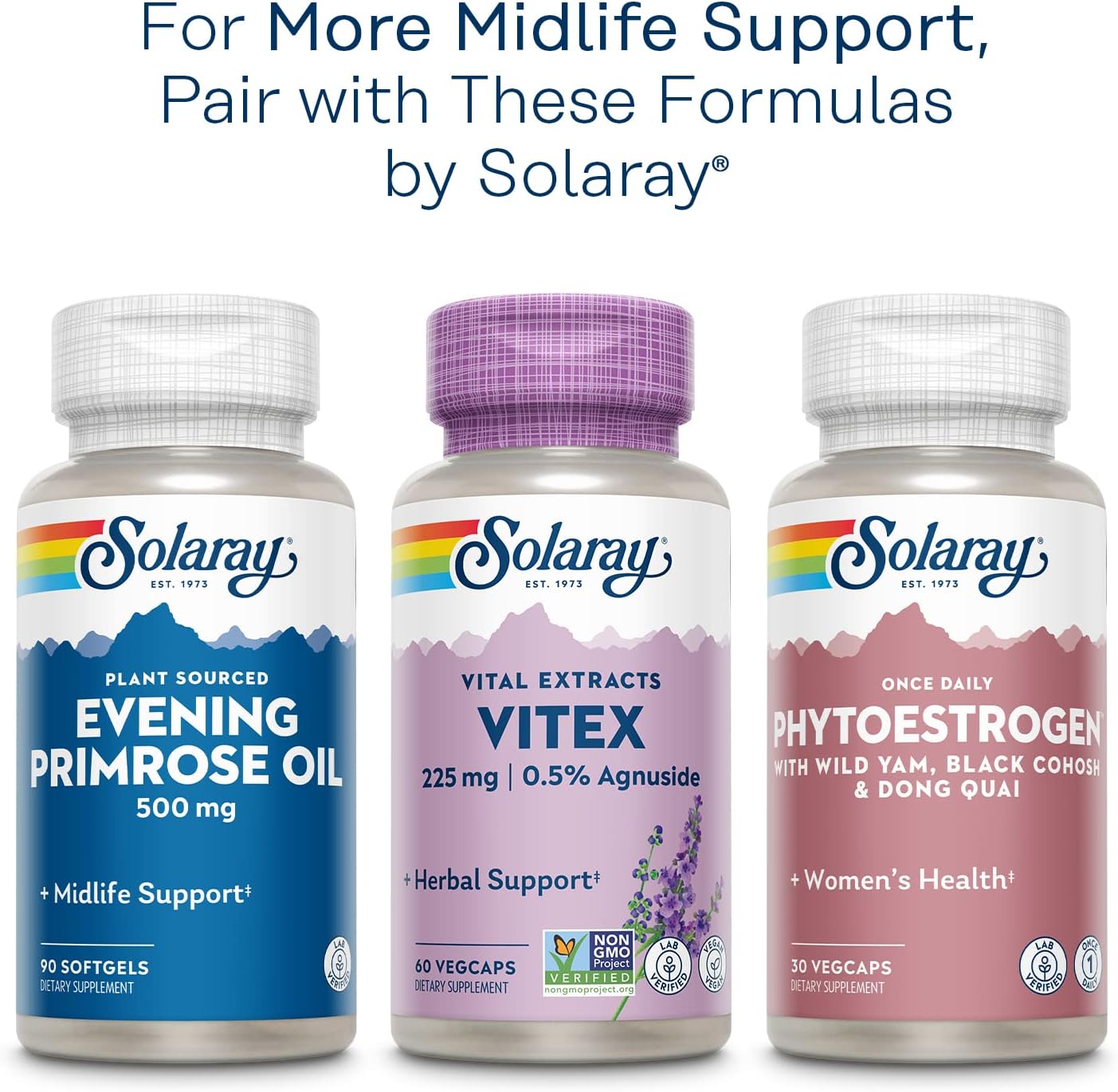 Solaray Red Clover 375 mg - Trébol Rojo - Apoyo Tradicional para la Salud Femenina - 100 Cápsulas Veganas