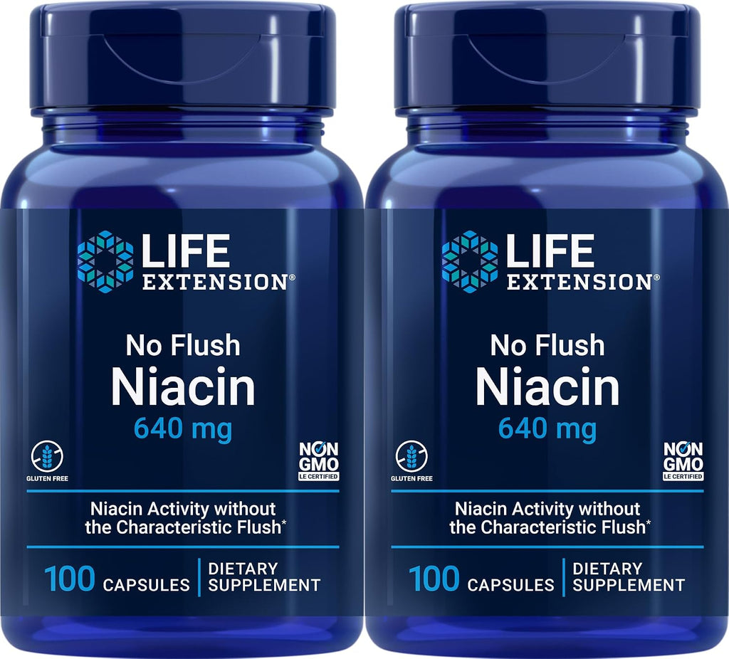 Life Extension Niacina sin enrojecimiento 640 mg, 100 Cápsulas (Paquete de 2)