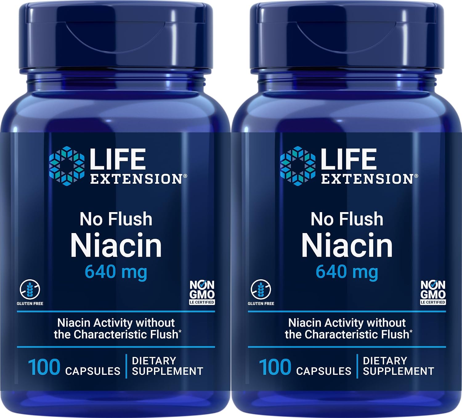 Life Extension Niacina sin enrojecimiento 640 mg, 100 Cápsulas (Paquete de 2)