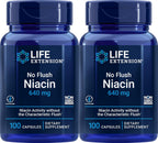 Life Extension No Flush Niacin, 100 Cápsulas (Pack de 2)