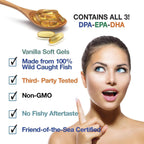 Triple Strength Fish Oil - Aceite de Pescado Omega 3 con DPA, EPA y DHA - 2900 mg - 90 Cápsulas Blandas - Sabor Vainilla