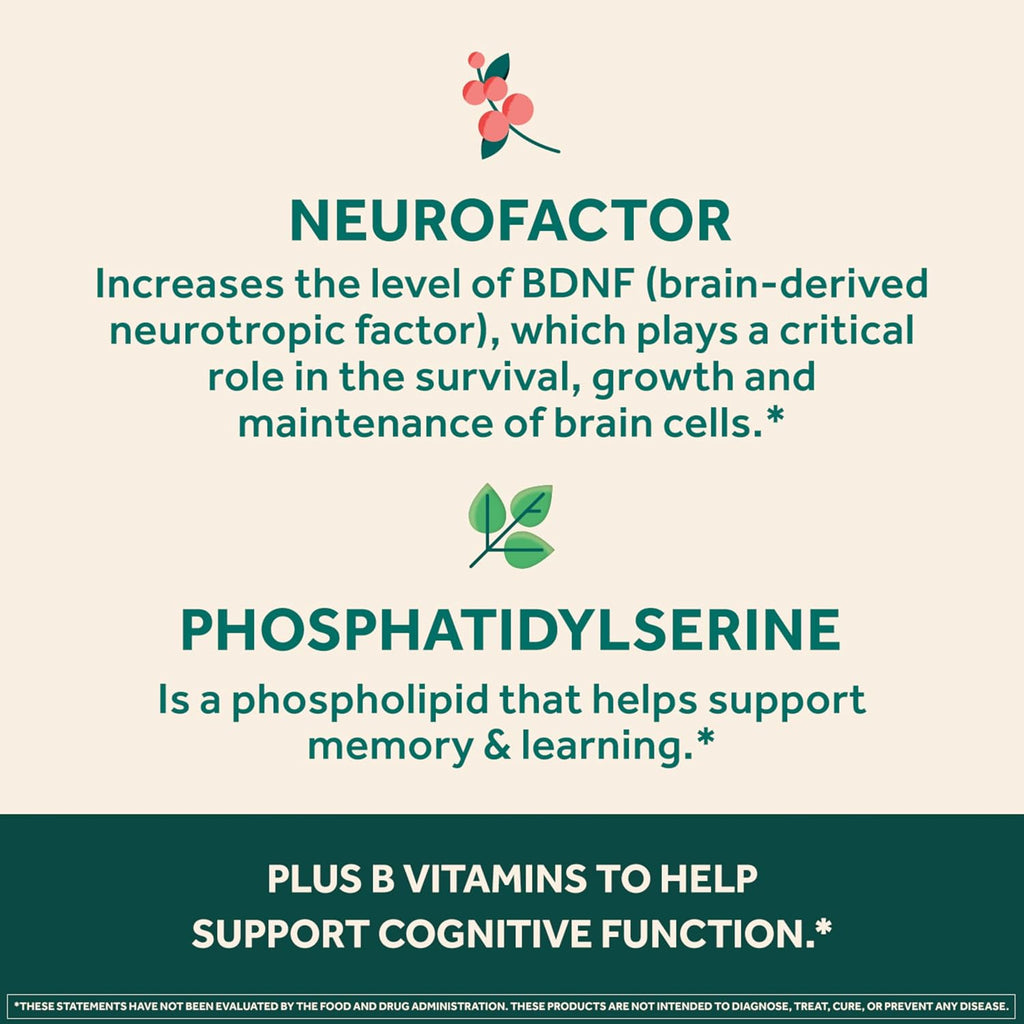 Neuriva Ultra - Complemento para la Memoria y Concentración con Fosfatidilserina, Cognivive, Neurofactor, Ácido Fólico, Vitamina B12 y B6, 60 Cápsulas