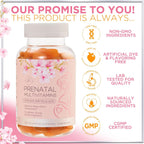 Vitaminas Prenatales para Mujeres – Multivitamínico Completo para el Embarazo – Ácido Fólico, Omega 3 DHA, Colina, Vitamina D – Sabor Naranja – 120 Gominolas