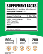 BulkSupplements.com Extracto de Coleus Forskohlii en Polvo - Suplemento de Forskolina, 500mg por ración, 100g (3.5 oz)