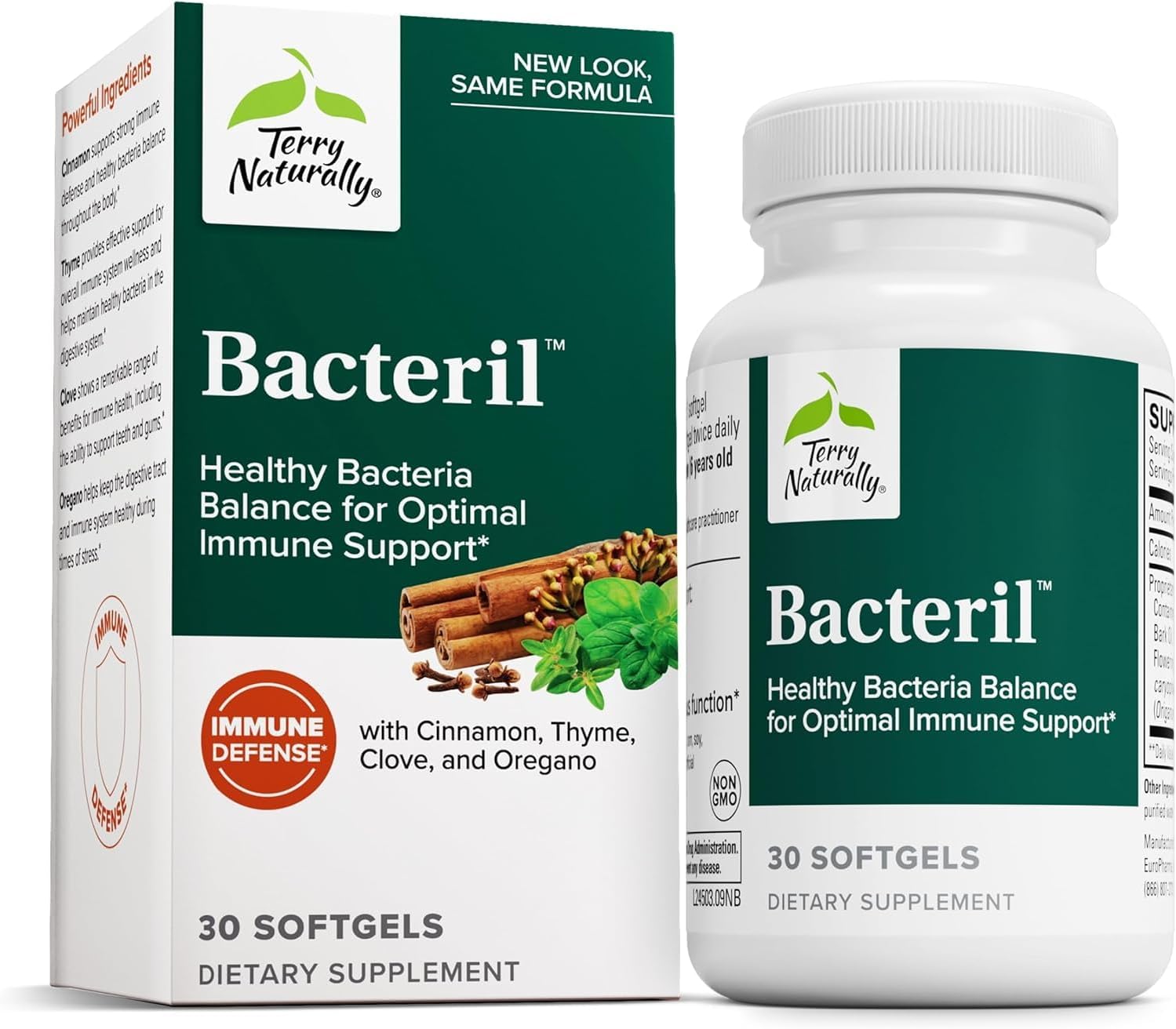 Terry Naturally Bacteril - Apoyo para la Presión Arterial Saludable con Extracto de Hoja de Olivo y Semilla de Uva - 30 Cápsulas Blandas