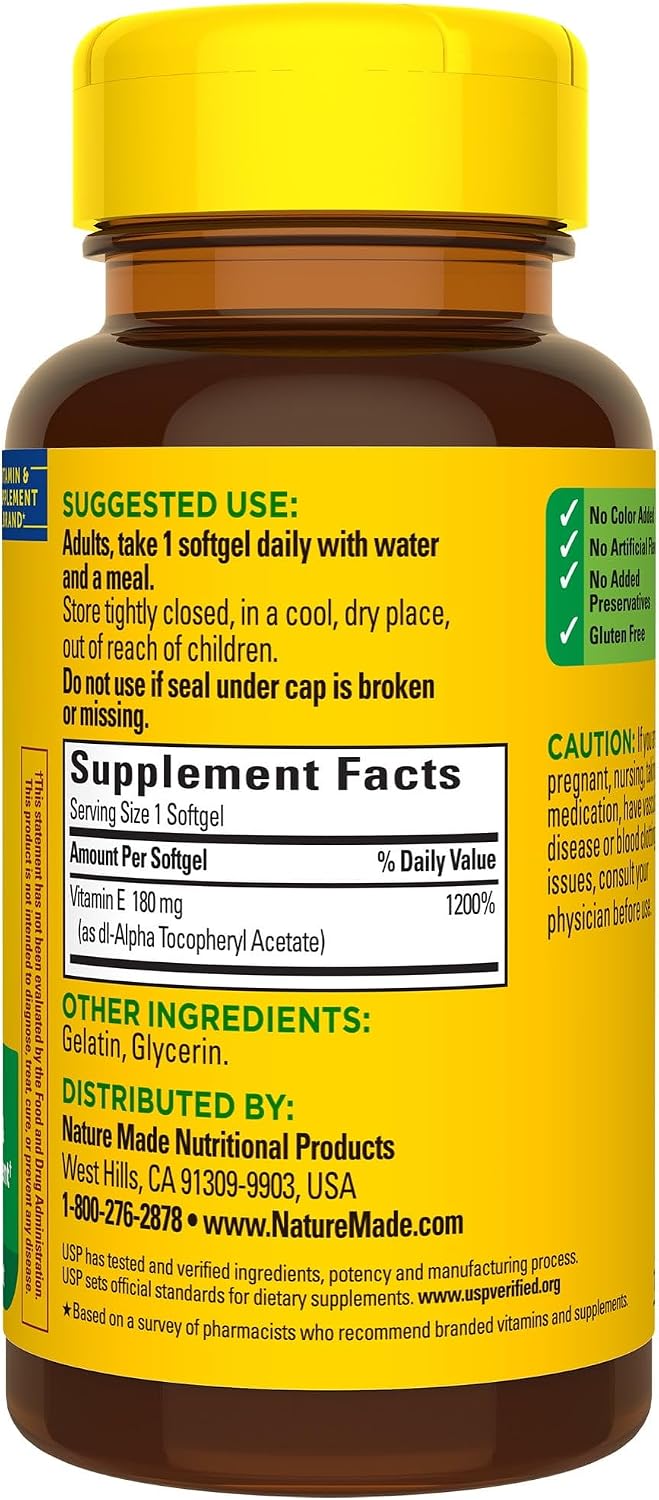 Nature Made Vitamin E 400 IU (180 mg) dl-Alpha, 100 Softgels
