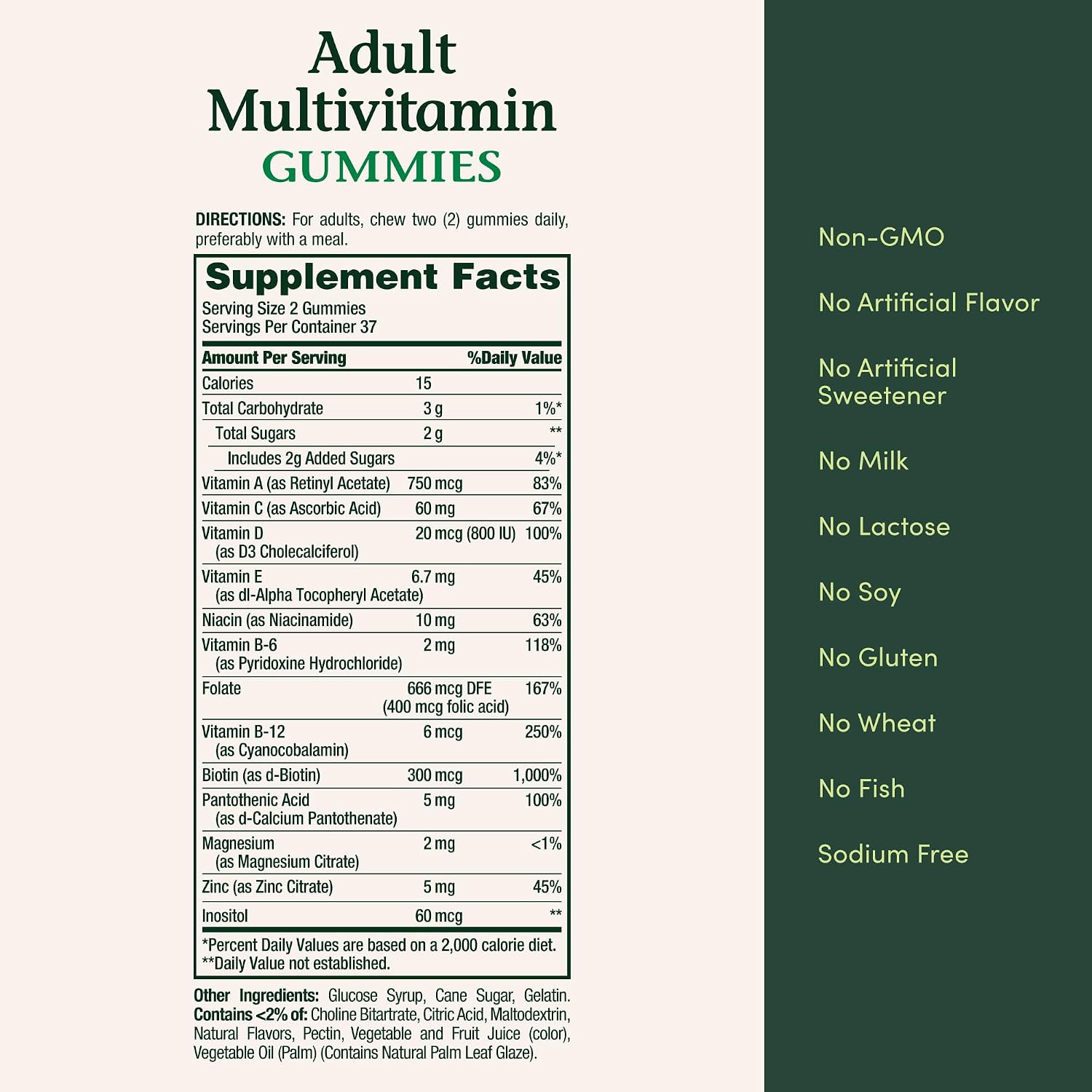 Nature's Bounty Gomitas Multivitamínicas para Adultos, Sabor naranja, cereza y uva, 75 gomitas