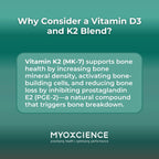 MYOXCIENCE Vitamina D3 + K2 Micronutrientes Esenciales | 6000 UI D3 + 150 mcg K2 MK-7 | 90 Cápsulas Vegetales
